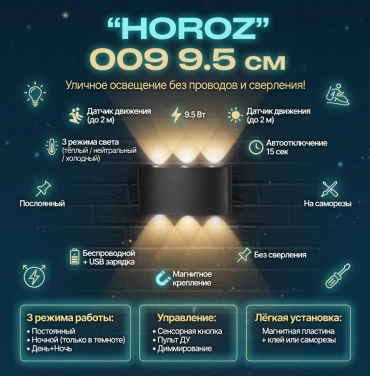 Уличный светильник настенный Horoz LED 6 Вт 9.5 см