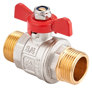 MVI резьбовой (HP/HP) Кран шаровый 15(1/2) М/М PN 40 бабочка крас уп 10/80 шт вес 166 г BV.515.04 MVI Premium 63186 Ду 15 (1/2)