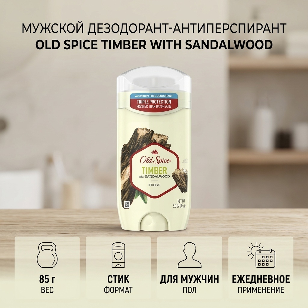 Old Spice Timber With Sandalwood дезодорант-антиперспирант для мужчин 85 г