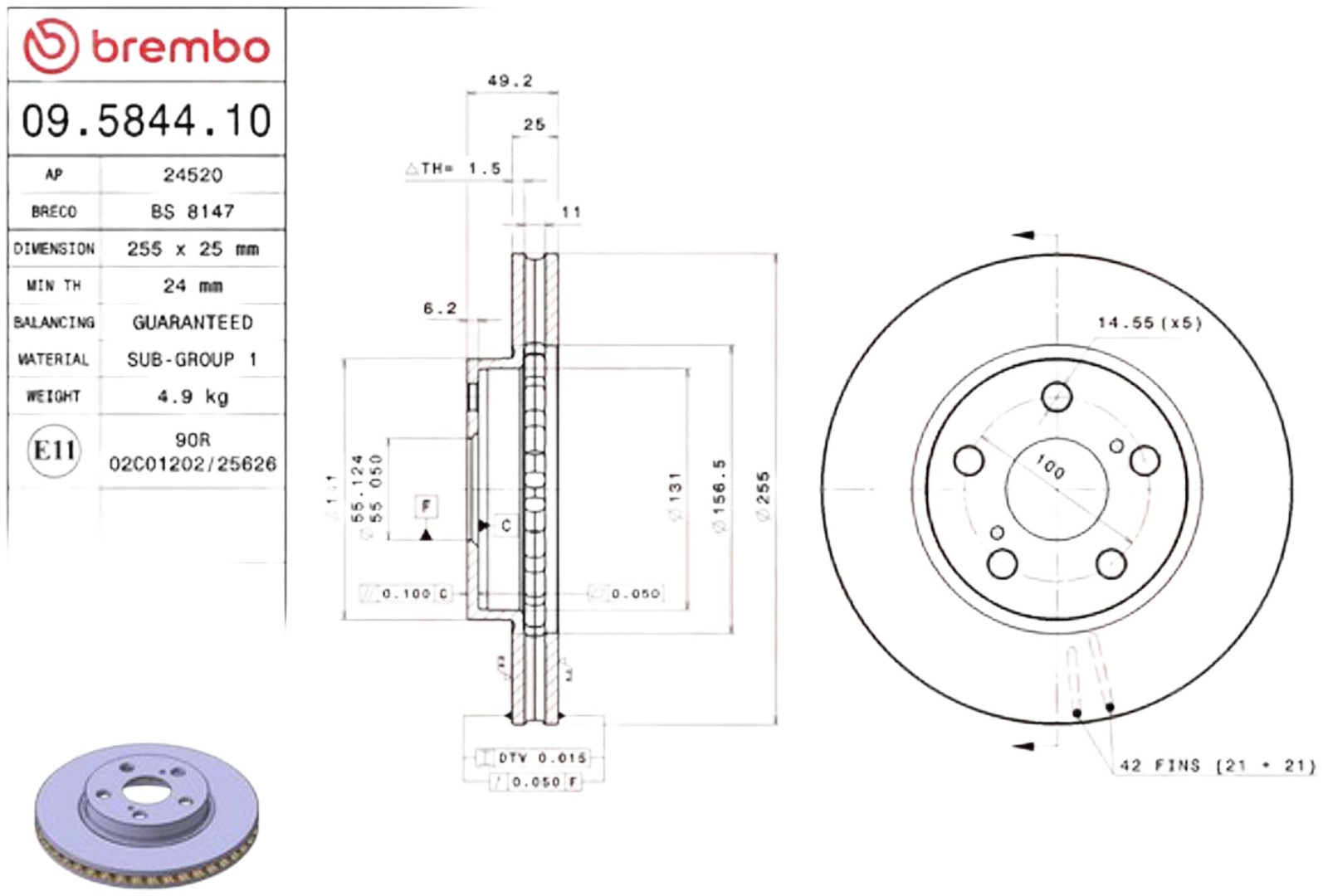 Диски Brembo передние 09584410