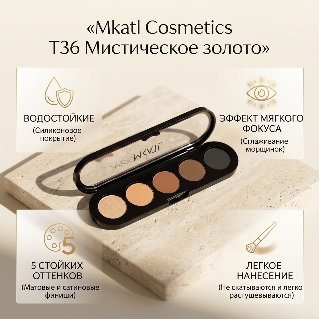 Mkatl Cosmetics тени прессованные T36 Мистическое золото (Натурально-коричневая)