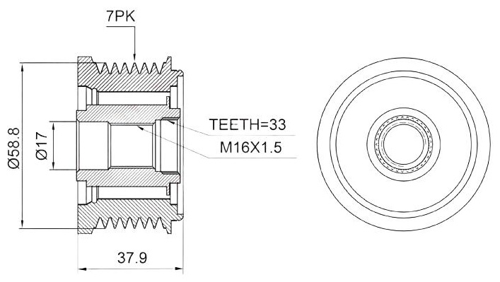 LYNXauto шкив генератора PA1003