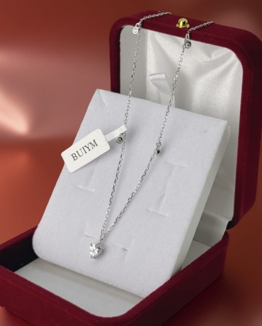 Подвеска BUIYM Серебряное колье “Heart Choker” вес 2.5 г серебро, цирконий
