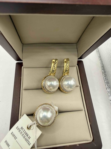Zhaina Gold A110 вес 14 г золото, бриллиант, жемчуг