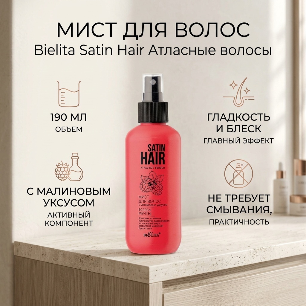 Bielita-Вiтекс Satin Hair Атласные волосы мист 190 мл