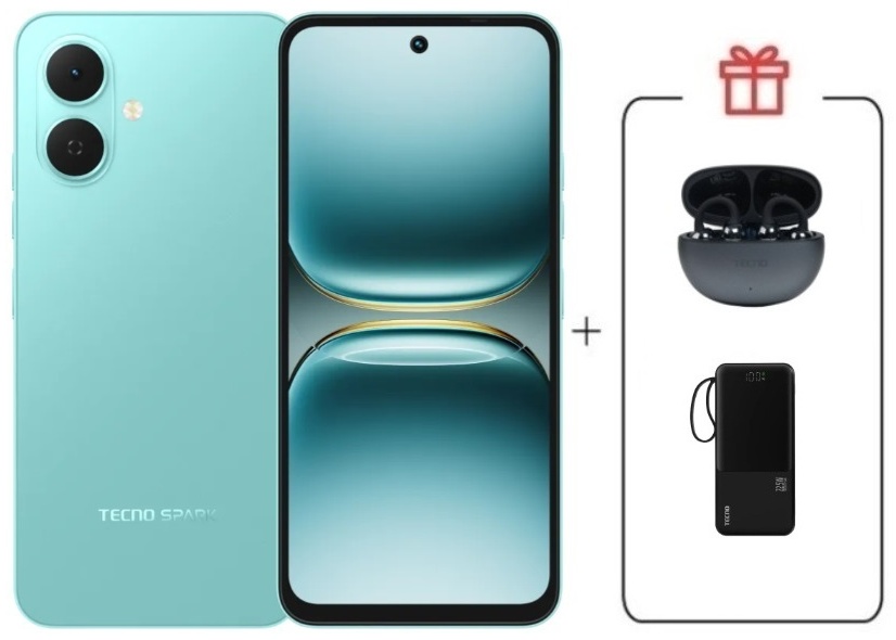 Смартфон TECNO SPARK Go 2 3 ГБ/128 ГБ зеленый + подарок
