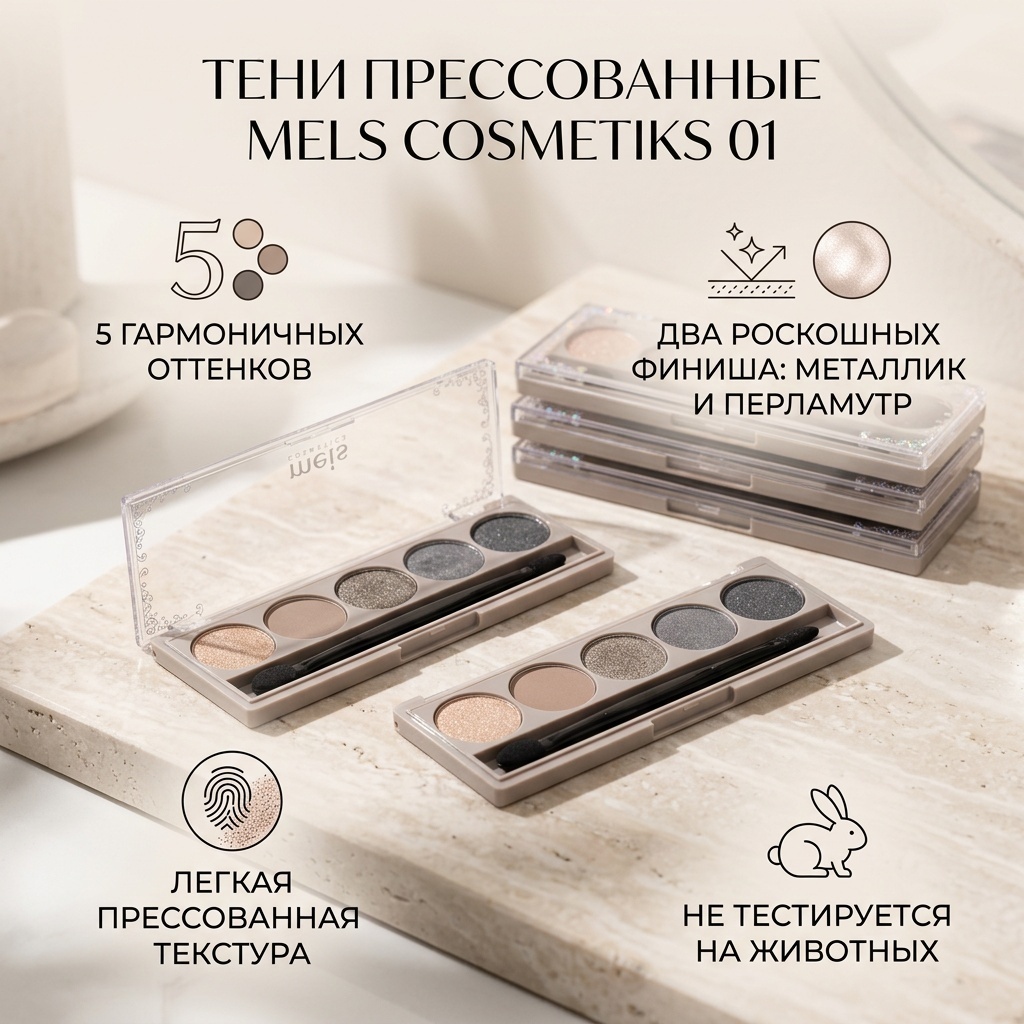 Meis тени прессованные Cosmetiks 01