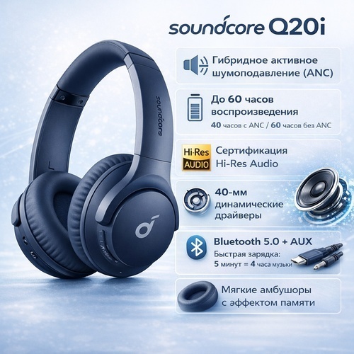 Наушники Soundcore Q20i синий
