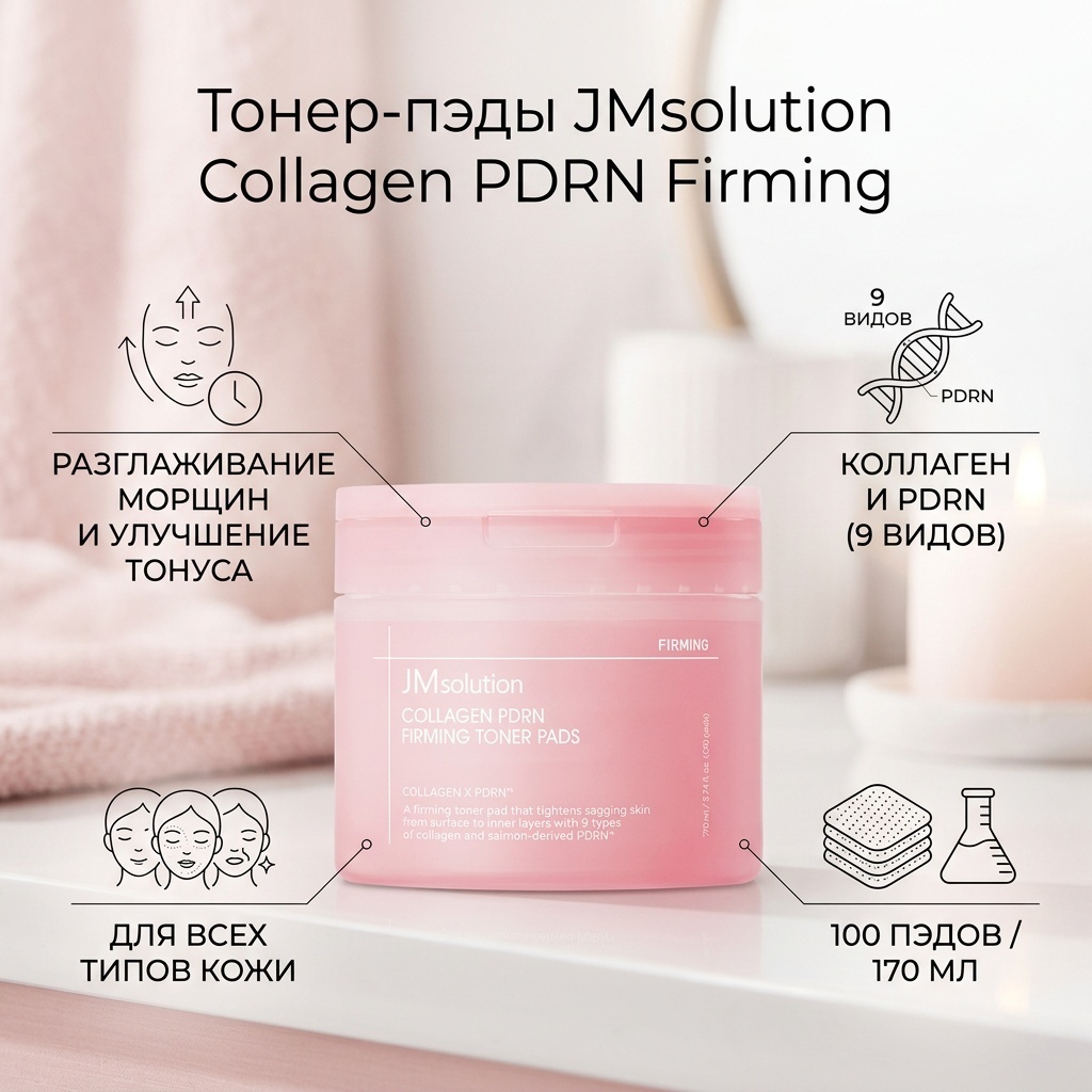 JMsolution тонер-пэды Collagen PDRN Firming 170 мл