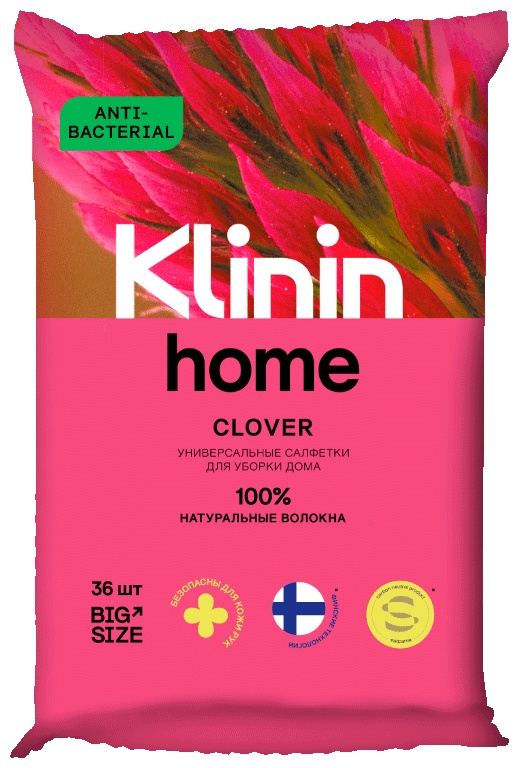 Влажные салфетки Klinin WIPES HOME CLOVER Универсальные 36 шт