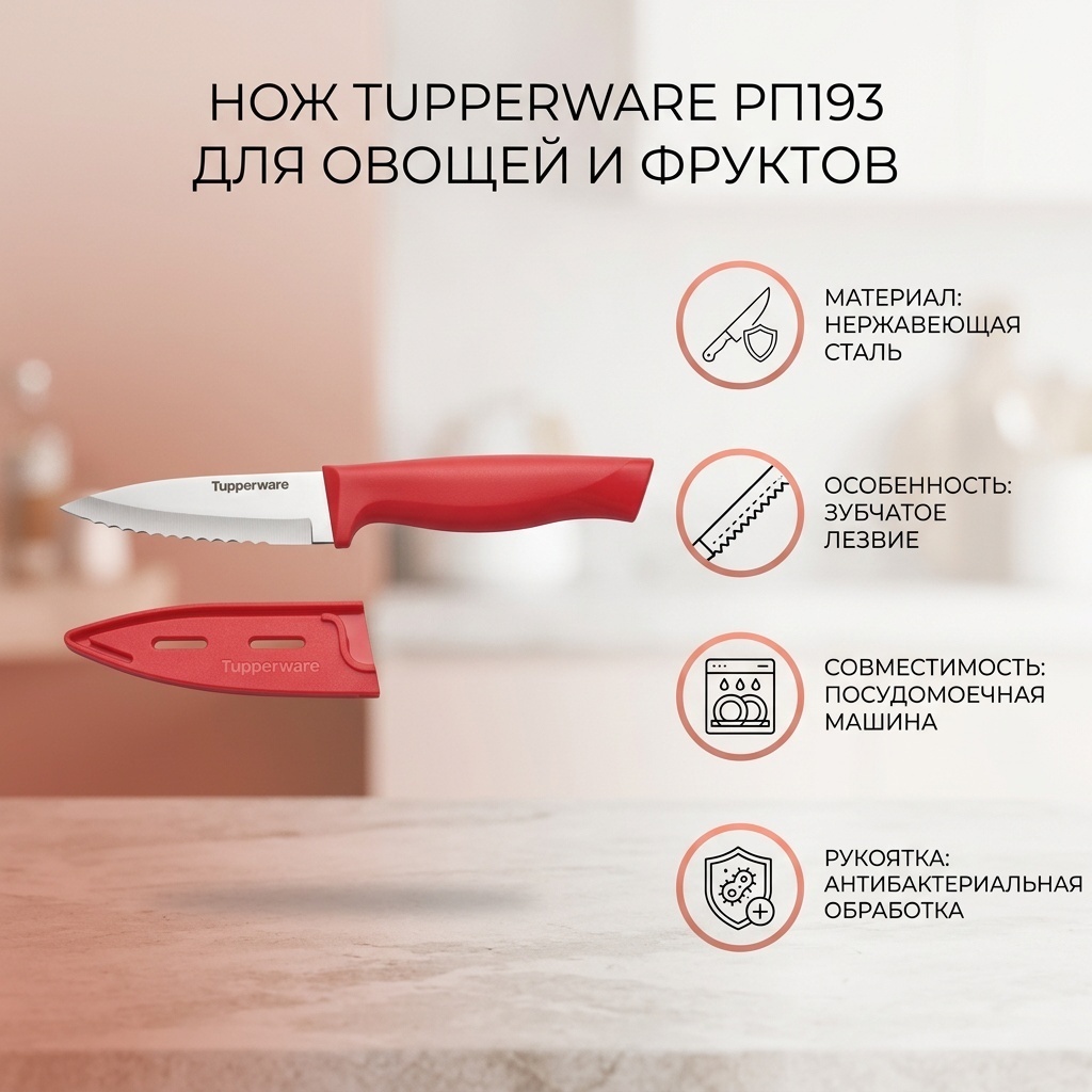 Нож для овощей и фруктов Tupperware, лезвие: нержавеющая сталь 1 шт