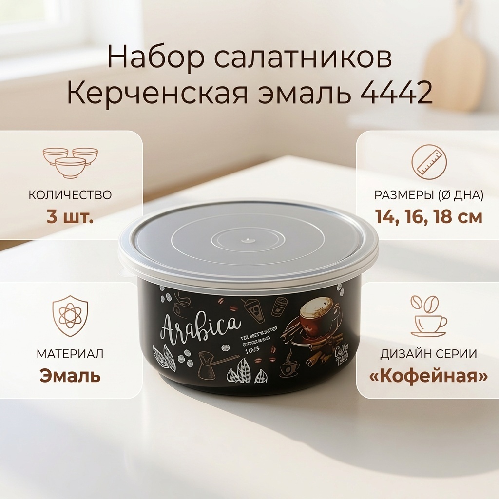 Салатник Керченская эмаль 4442 10х18 см, эмаль, 3 шт