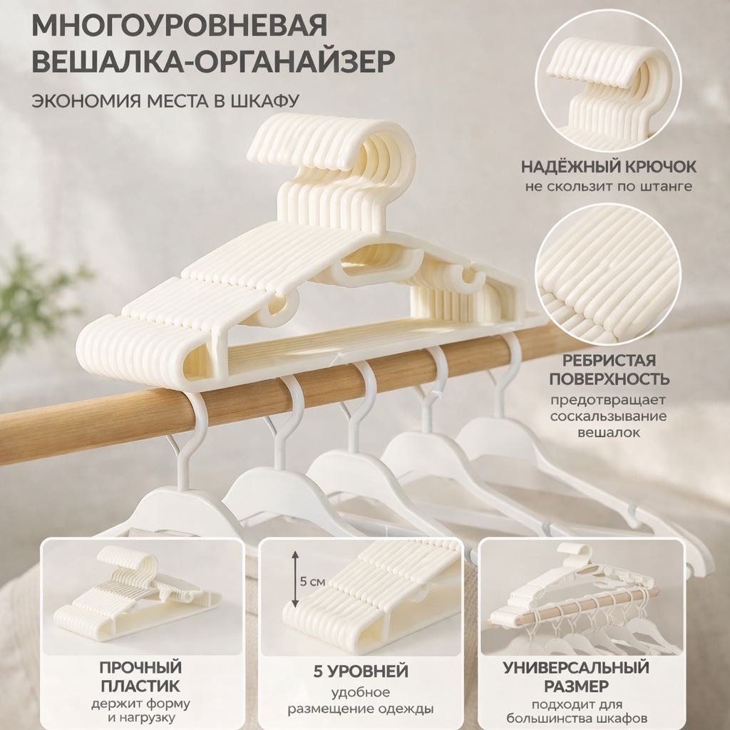 Набор вешалок 30451204_715661122 белый 10 шт