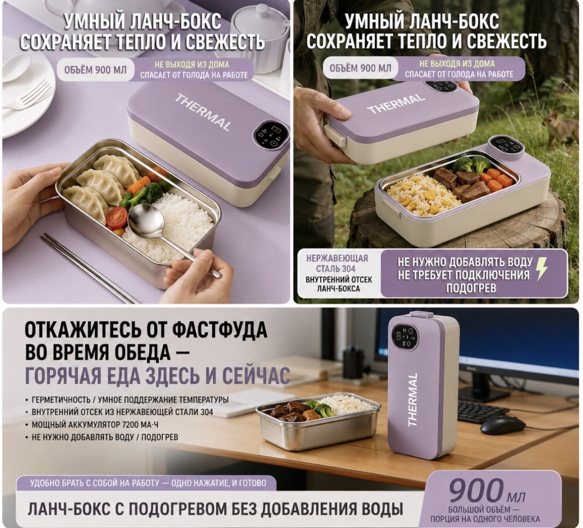 Ланч-бокс 244178906 1 шт, нержавеющая сталь