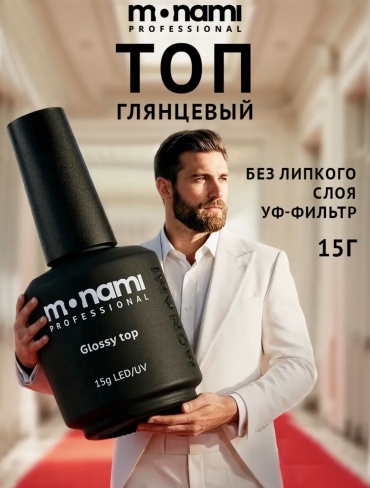 Monami верхнее покрытие Glossy Top прозрачный глянцевое 15 мл