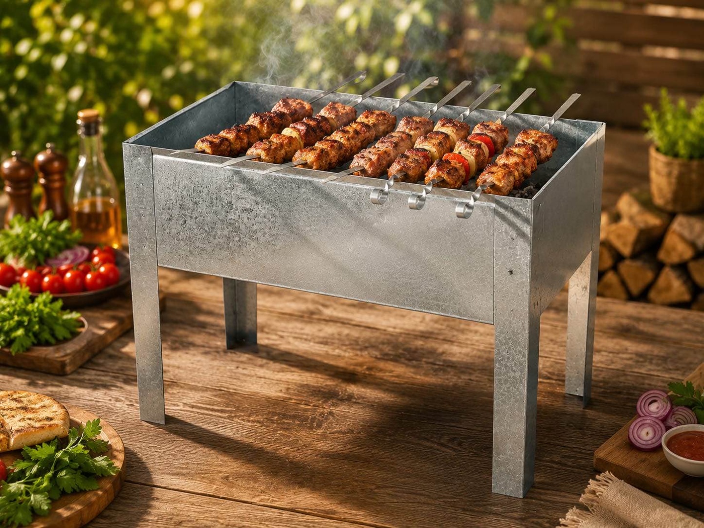 Мангал полустационарный 25x50x35 см, сталь