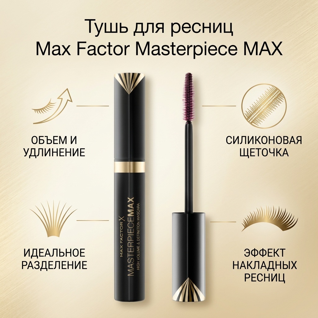 Тушь для ресниц Max Factor Volume Effect Mascara Masterpiece для объема, удлиняющая черный