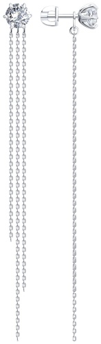 Серьги-цепочки SOKOLOV EAR-SO-925-137822 вес 2.9 г серебро, фианит