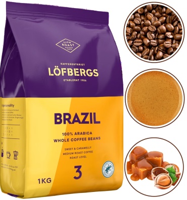 Кофе Lofbergs Brazil 3 зерновой 1000 г