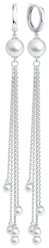 Серьги-цепочки SOKOLOV 94027735 вес 4.68 г серебро, имитация жемчуга
