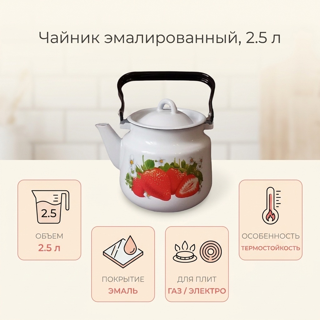 Эмаль чайник 1с24с 2.5 л, эмаль