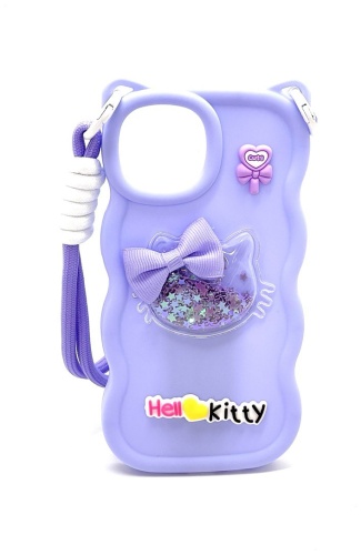 Чехол Hello Kitty для Apple iPhone 16 сиреневый