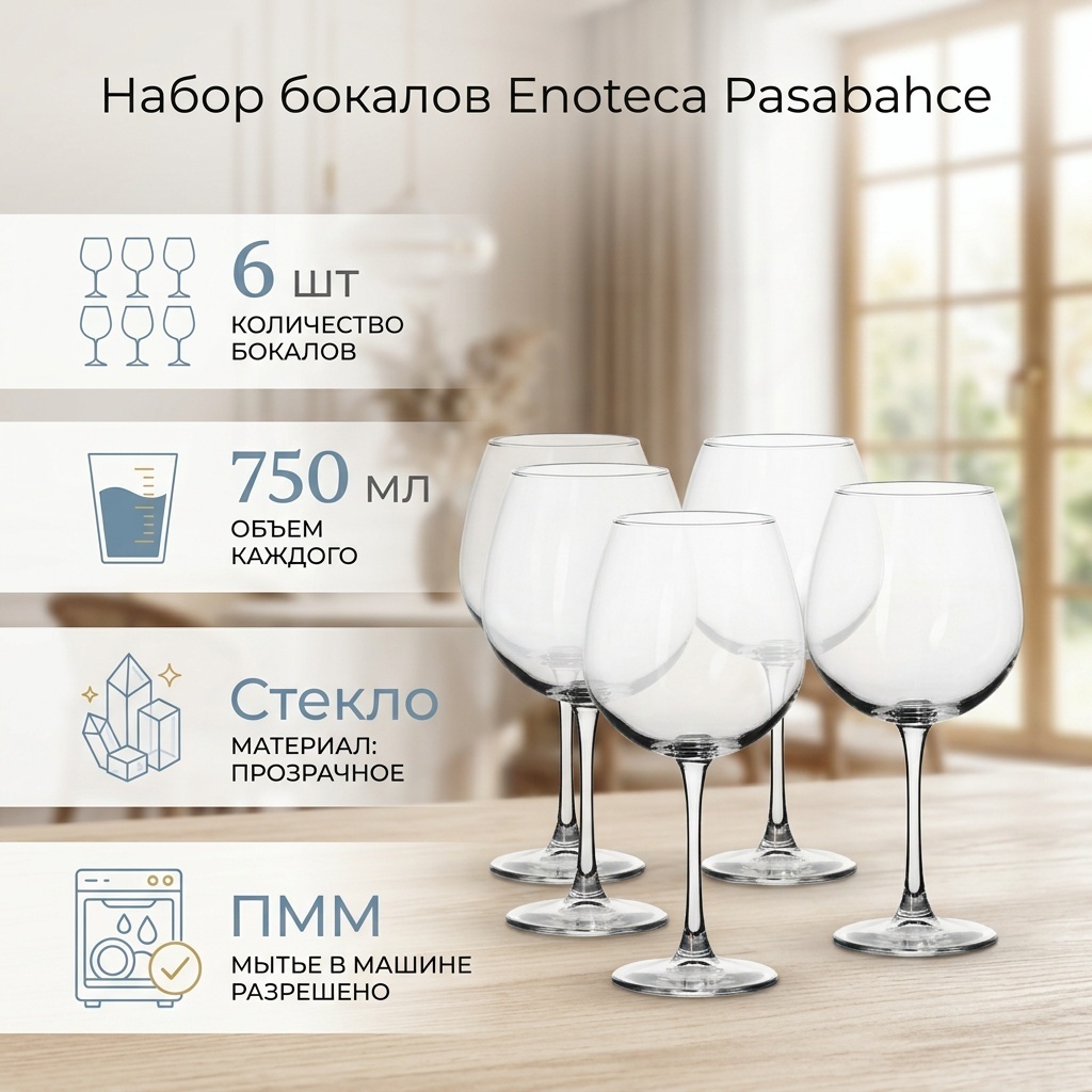 Набор бокалов Pasabahce 750 мл, стекло, 6 шт