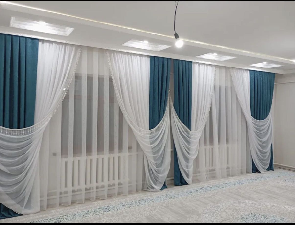 Комплект 1200x280 см 7 шт, велюр, белый, бирюзовый