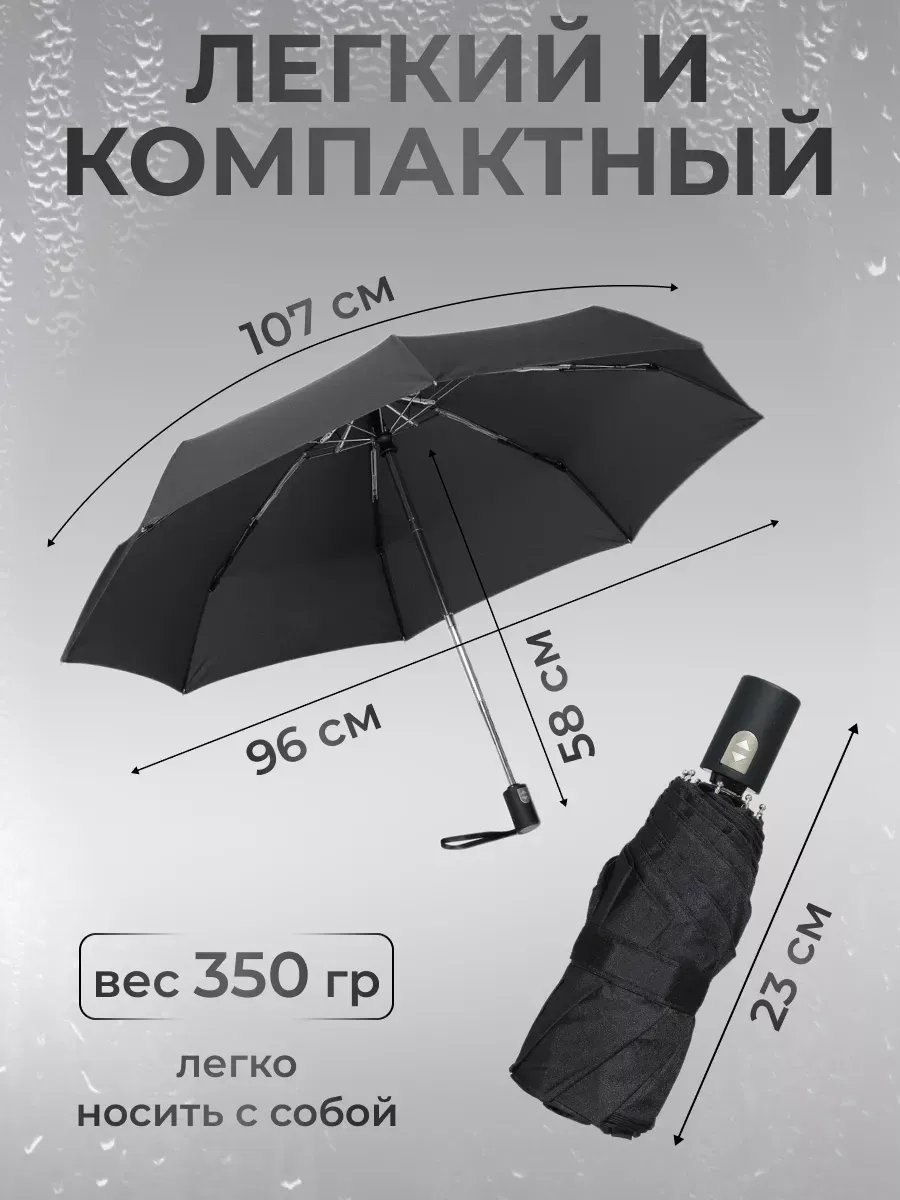 Складной зонт полуавтомат черный