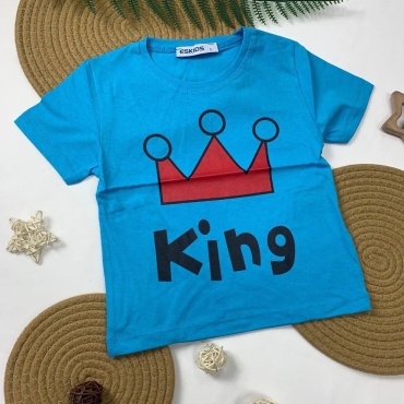 Футболка Ahtan brand Корона и надпись King голубой