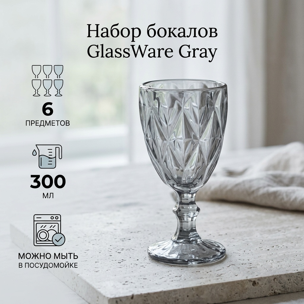 Набор бокалов GLASS WARE 300 мл, стекло, 6 шт
