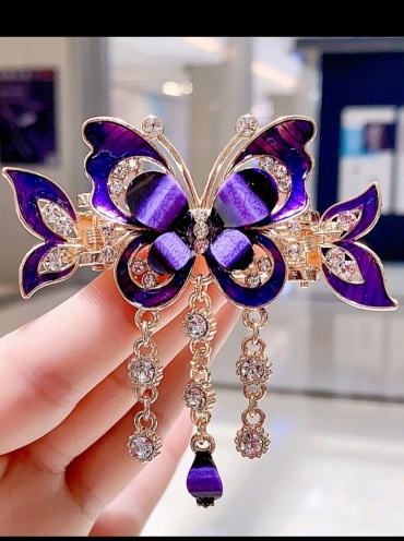 Fashion Jewelry заколка краб 1 шт, фиолетовый, золотистый