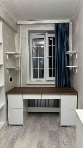 Стол компьютерный 1, 150х60x75 см, белый, коричневый
