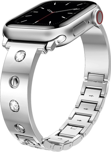 Ремешок BOGEMA для Apple Watch Series 4, Watch Series 5, Watch Series 6, Watch Series 7, Watch Series 8, Watch SE, Watch SE 2nd Gen, Watch SE 3, Watch Series 9 серебристый