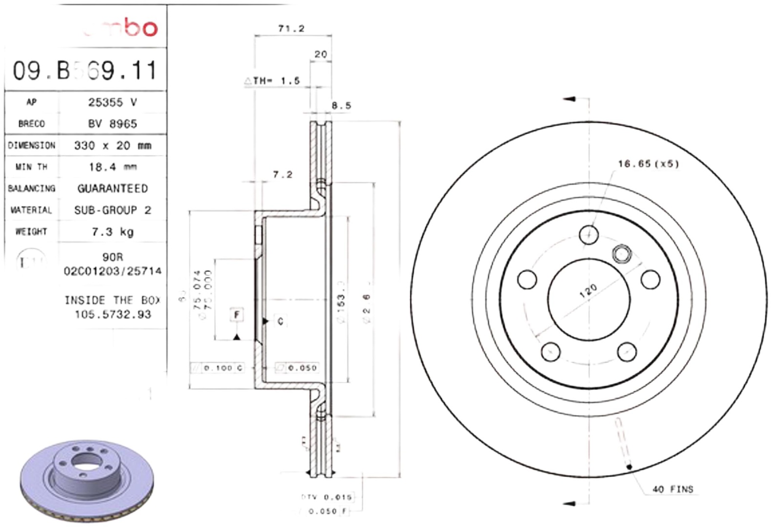 Диски Brembo задние 09B56911