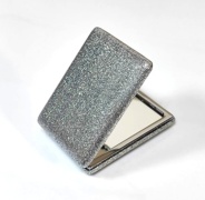 Зеркало экокожа, блеск, серебристый 6х8.5 см