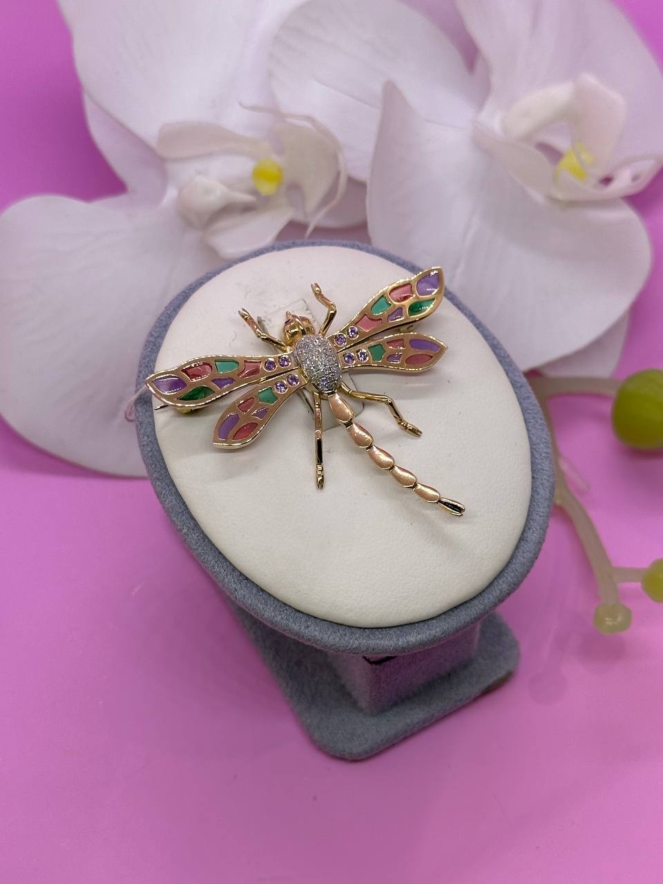 Брошь SAR JEWELRY VIP44A-005_5175 вес 7 г золото, бриллиант, эмаль