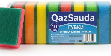 QazSauda губка Макси 10 шт, поролон, абразив