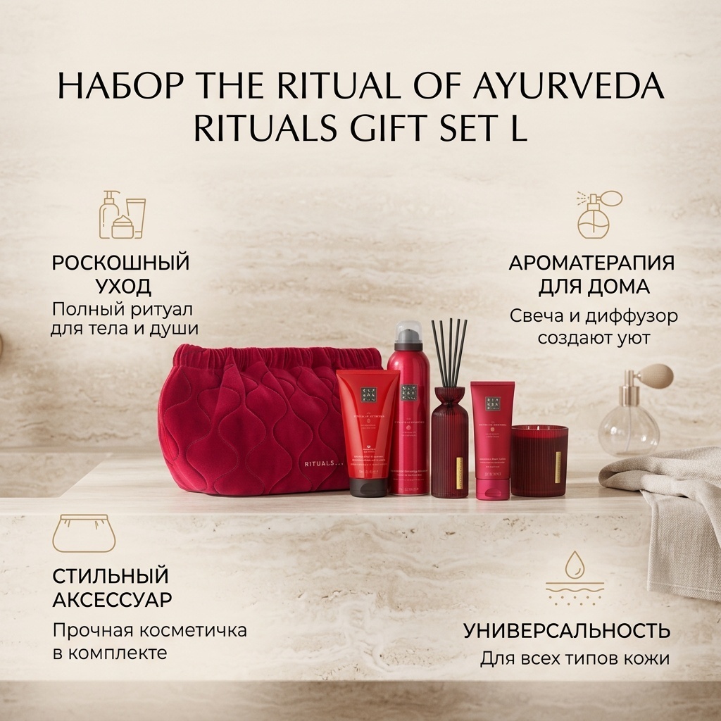 Rituals The rituals of Auyrveda Gift set L с косметичкой набор по уходу за волосами и телом для женщин