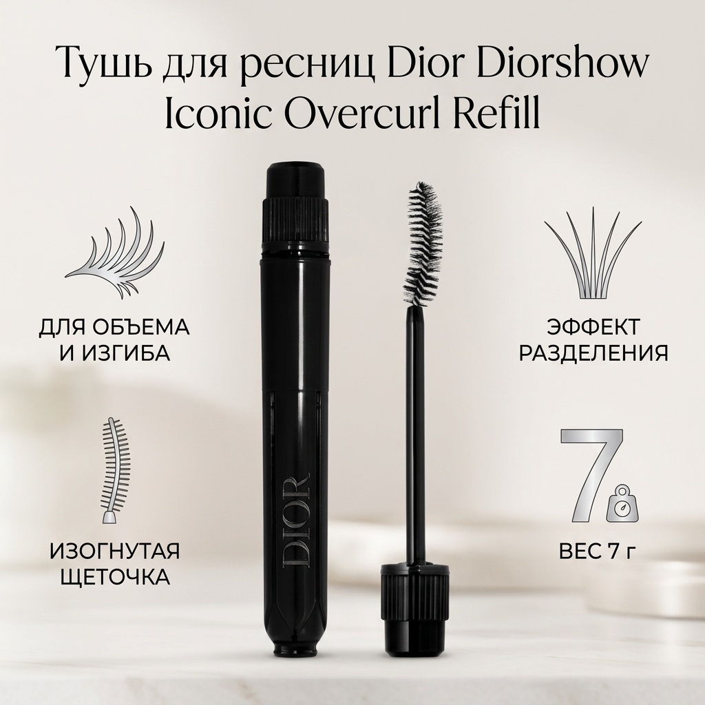 Тушь для ресниц Dior Diorshow Iconic Overcurl Refill для объема черный