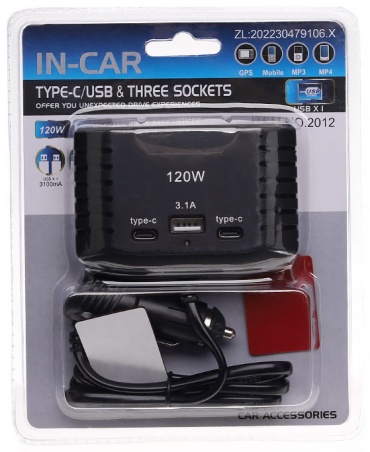 Разветвитель шнуровой Incar 2012 черный