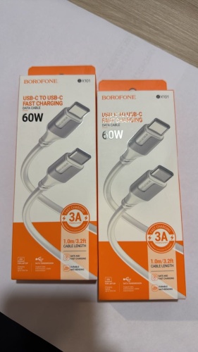 Кабель Borofone USB TypeC (F), USB TypeC (M), 1 м, BX101 белый