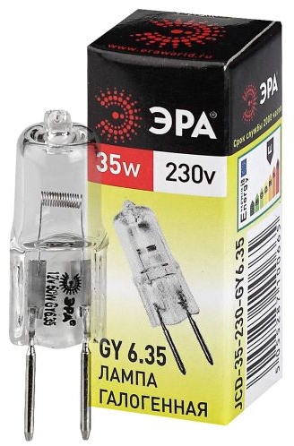ЭРА 35W G6.35, галогенная, теплый белый