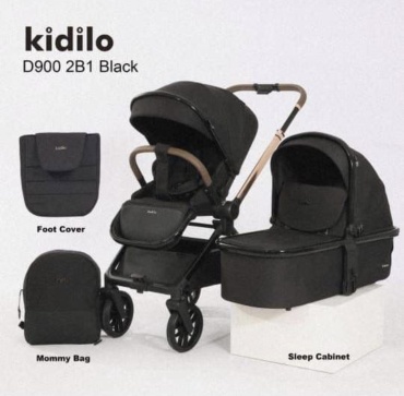Коляска универсальная 2 в 1 Kidilo 12345678, черный, серый