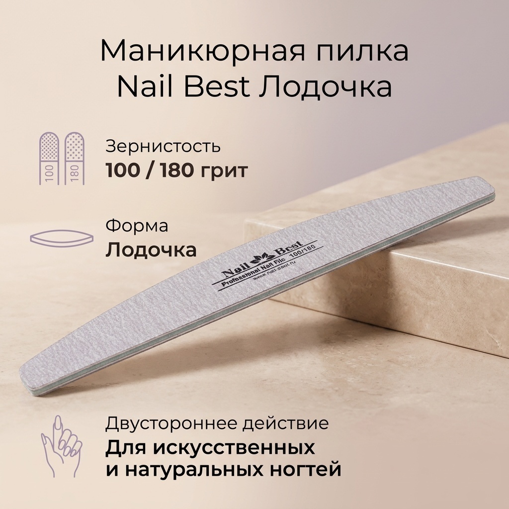 Nail Best маникюрная пилка Лодочка 100/180 грит 1 шт