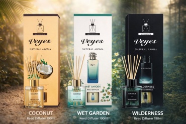 Диффузор с палочками Veyes parfum Кокос, влагарный сад, вкус пустыни 190 мл