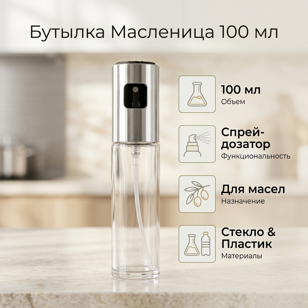 Бутылка 100 мг масленица, пластик, стекло