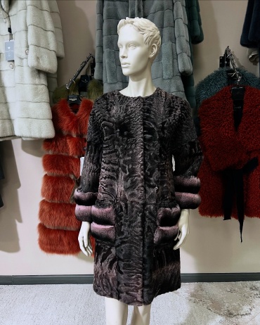 Шуба розовый, серебристый