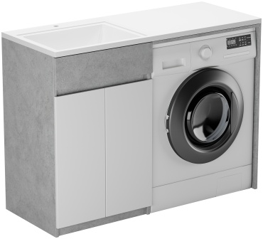 Тумба с раковиной Домино МАРСАЛ-120-Л-БС, 120x90x48 см, белый, серый