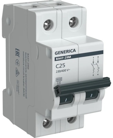 GENERICA автоматический выключатель 2P 25 A, 4.5 кА, 230 В